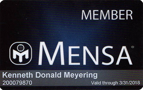 Ken's Mensa Membership Card