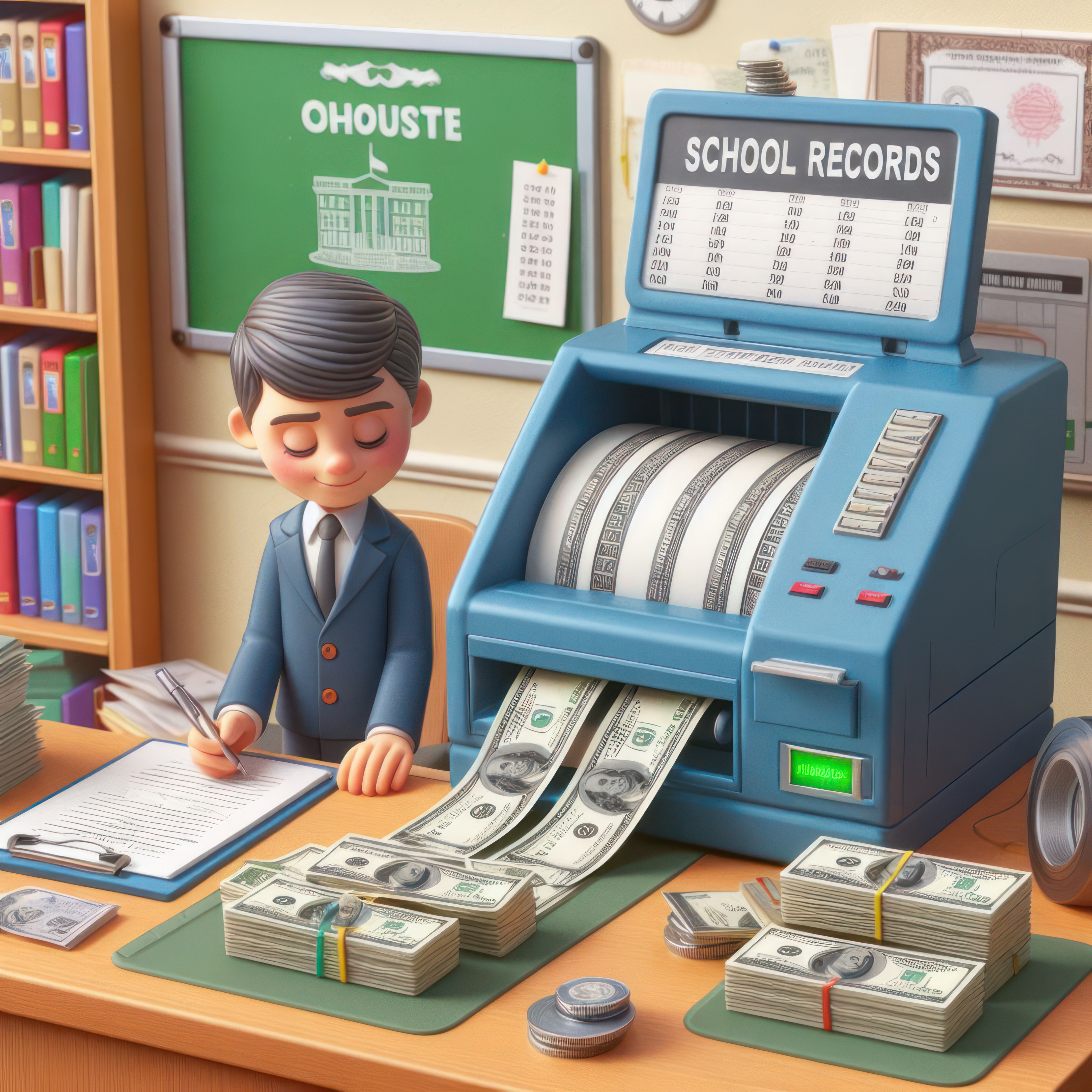 Printing Out Money in the School Records Office